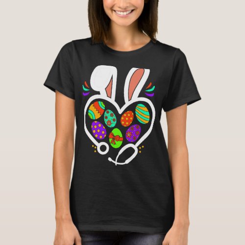 Nursing Nurse Stetoschope Easter Rabbit Ears Cute  T_Shirt
