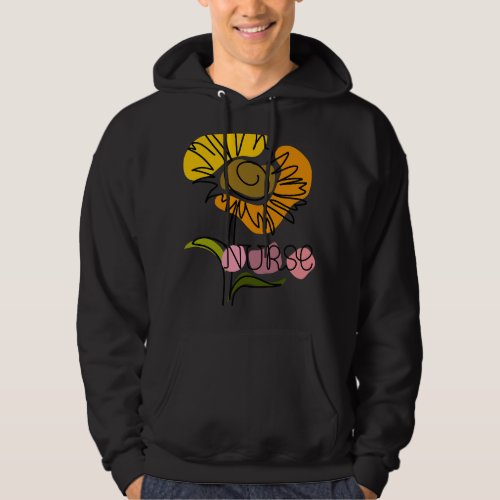 Nursing Nurse Sunflower Boho One Line Drawing Hoodie