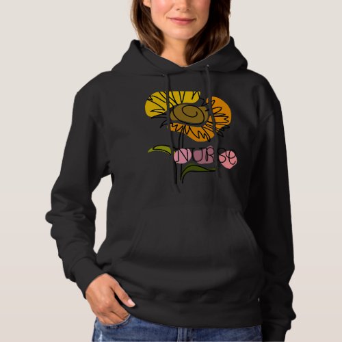 Nursing Nurse Sunflower Boho One Line Drawing Hoodie