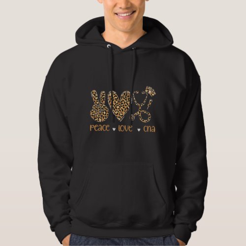 Nursing Peace Love CNA Leopard CNA Nurse Certified Hoodie