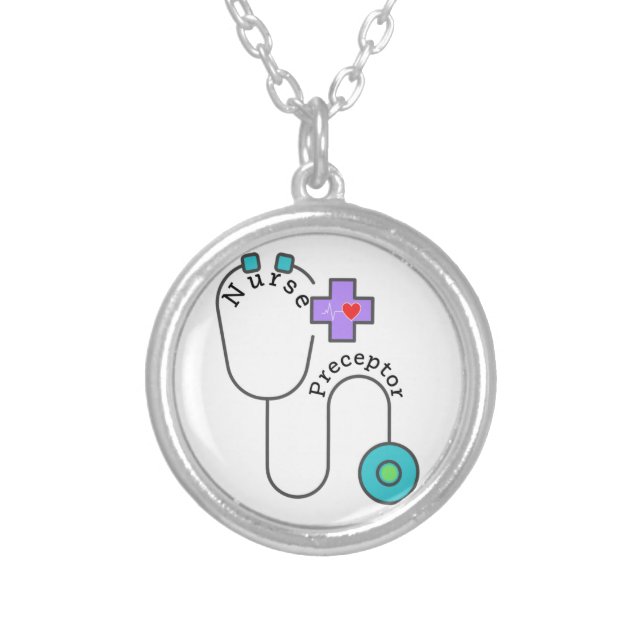 Nursing Preceptor  Keychain Silver Plated Necklace (Front)