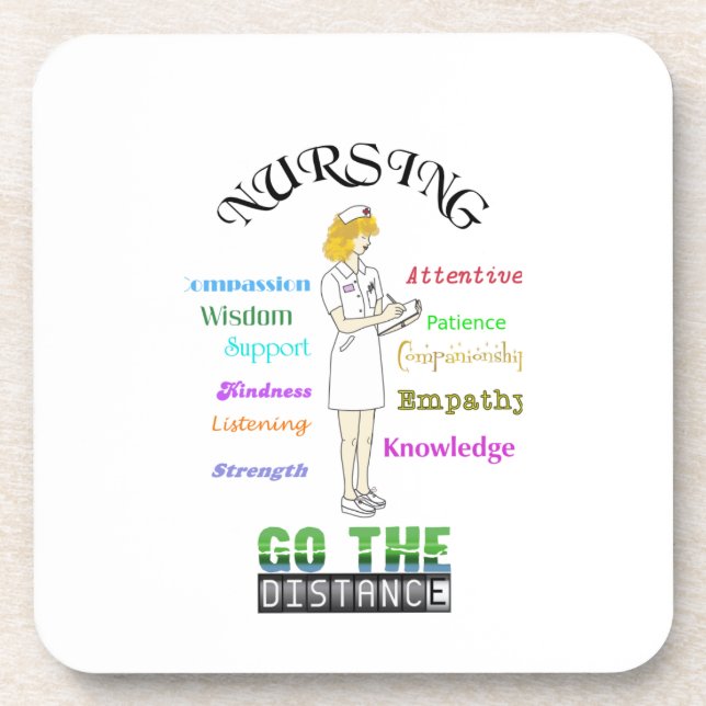 Nursing Quote That warms the Heart Cute Beverage Coaster (Front)