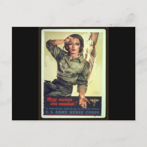 Nursing Recruitment Poster WW ll _ Vintage Art Postcard