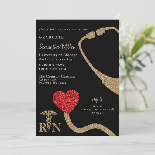 Nursing Registered Nurse RN Photo Graduation Invitation | Zazzle