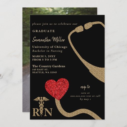 Nursing Registered Nurse RN Photo Graduation Invitation | Zazzle