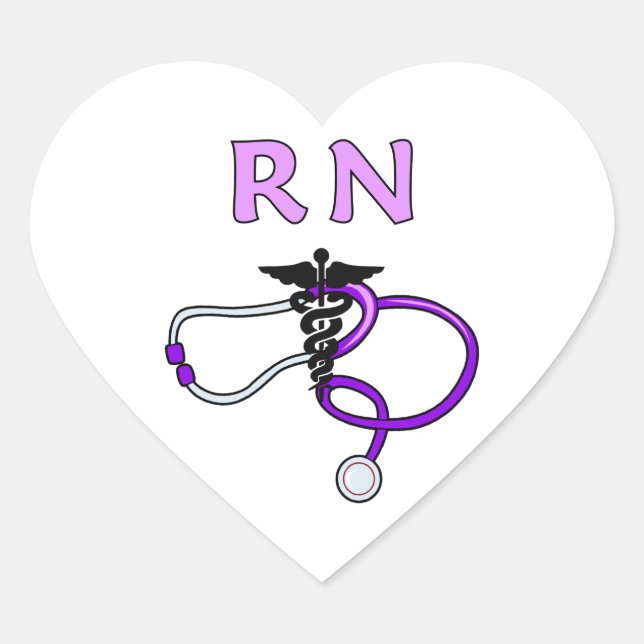 Nursing RN Stethoscope Heart Sticker (Front)