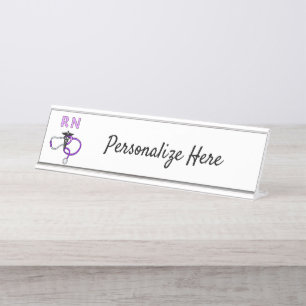 Nursing RN Stethoscope Personalized Desk Name Pla Plate