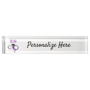 Nursing RN Stethoscope Personalized Desk Name Plate