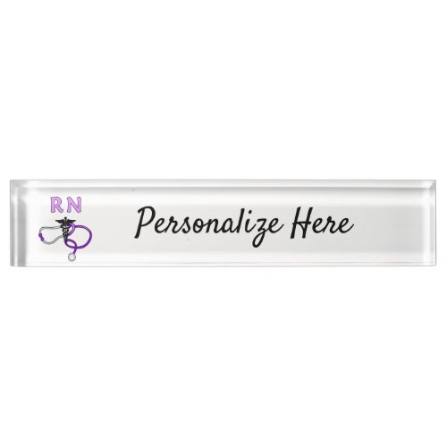 Nursing RN Stethoscope Personalized  Desk Name Plate