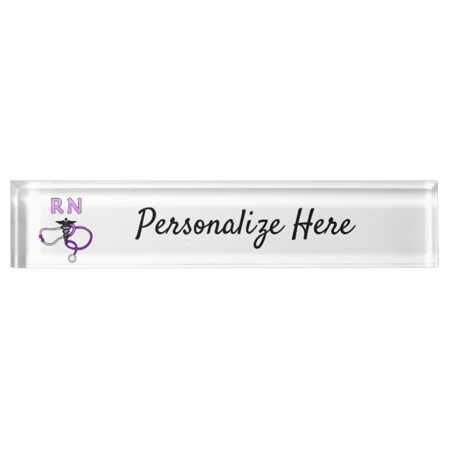 Nursing RN Stethoscope Personalized  Desk Name Plate (Front)