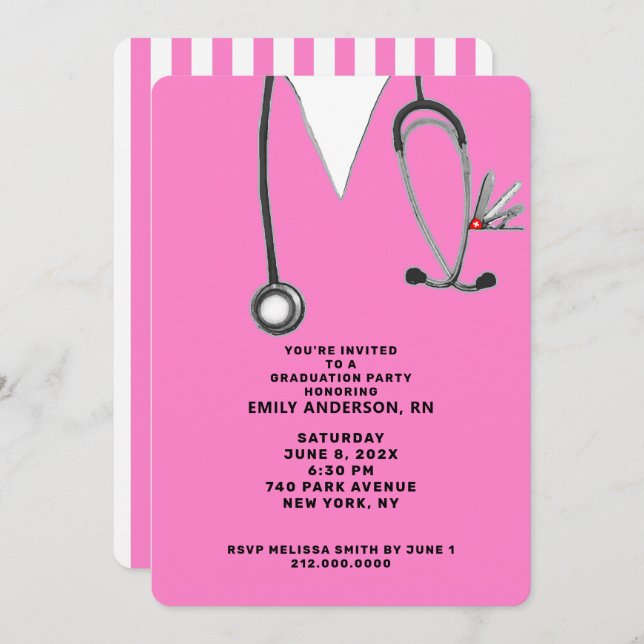 Nursing School Grad 2025 Party Invitation (Front/Back)