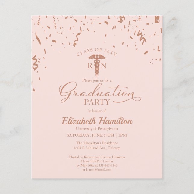 Nursing School Grad Party Budget Invitation (Front)