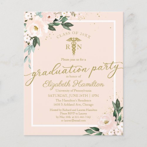 Nursing School Grad Party Budget Invitations