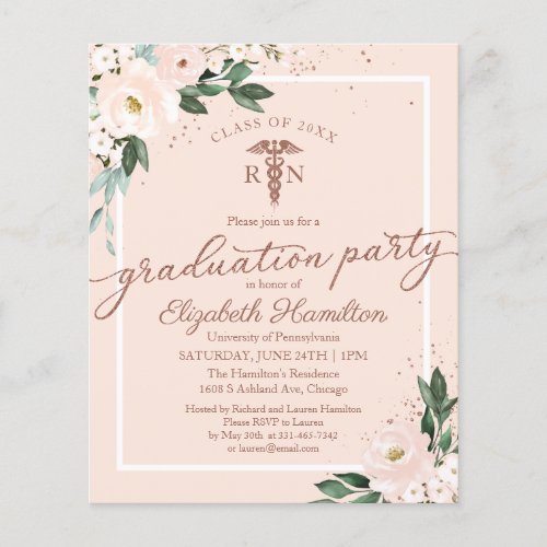 Nursing School Grad Party Budget Invitations