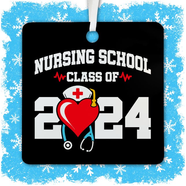 Nursing School Graduate 2024 Nurse Graduation Metal Ornament (Creator Uploaded)