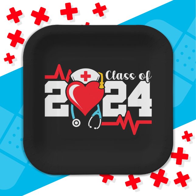 Nursing School Graduate 2024 Nurse Graduation Paper Plates (Creator Uploaded)