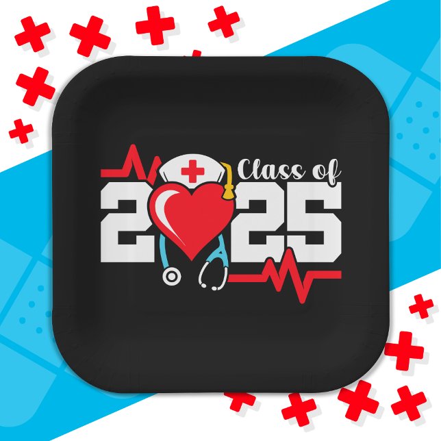 Nursing School Graduate 2025 Nurse Graduation Paper Plates (Creator Uploaded)