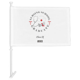 Nursing School Graduate Gear Car Flag