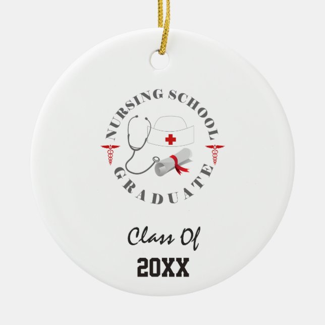 Nursing School Graduate Gear Ceramic Ornament (Front)