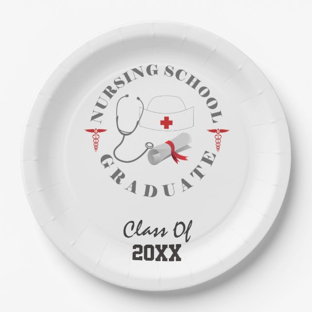 Nursing School Graduate Gear Paper Plates (Front)