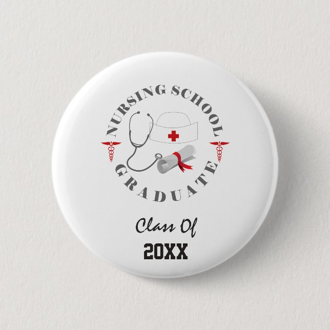 Nursing School Graduate Gear Pinback Button (Front)