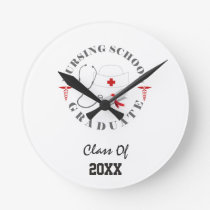 Nursing School Graduate Gear Round Clock