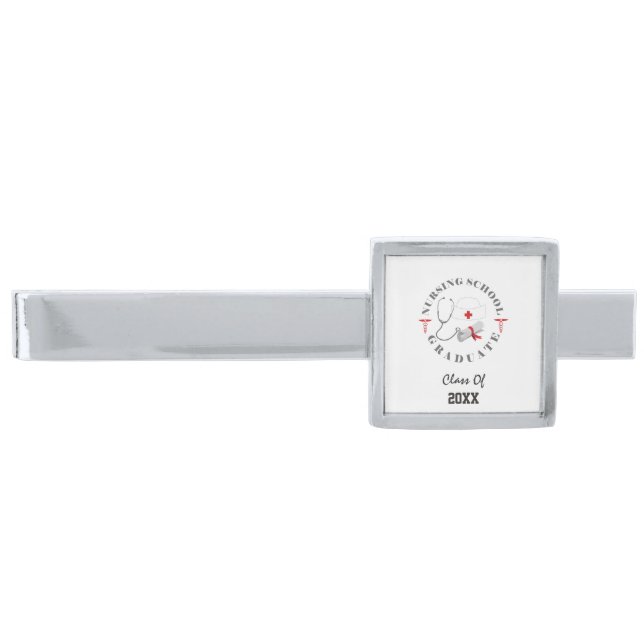 Nursing School Graduate Gear Silver Finish Tie Clip (Front)