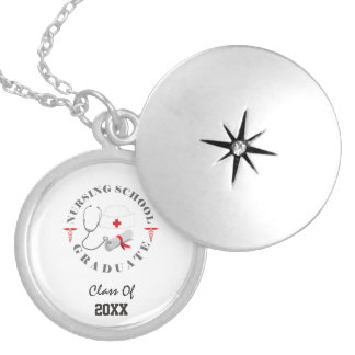 Nursing School Graduate Gear Silver Plated Necklace