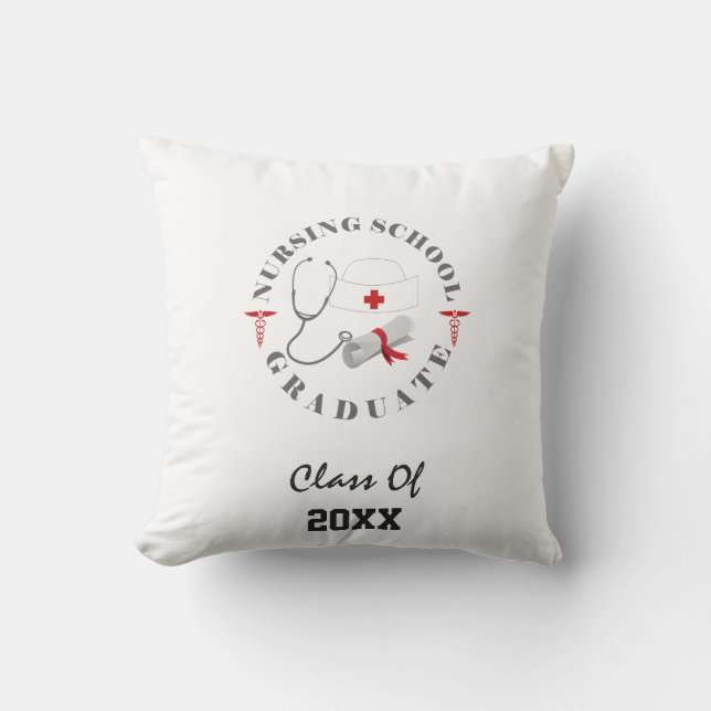 Nursing School Graduate Gear Throw Pillow (Front)