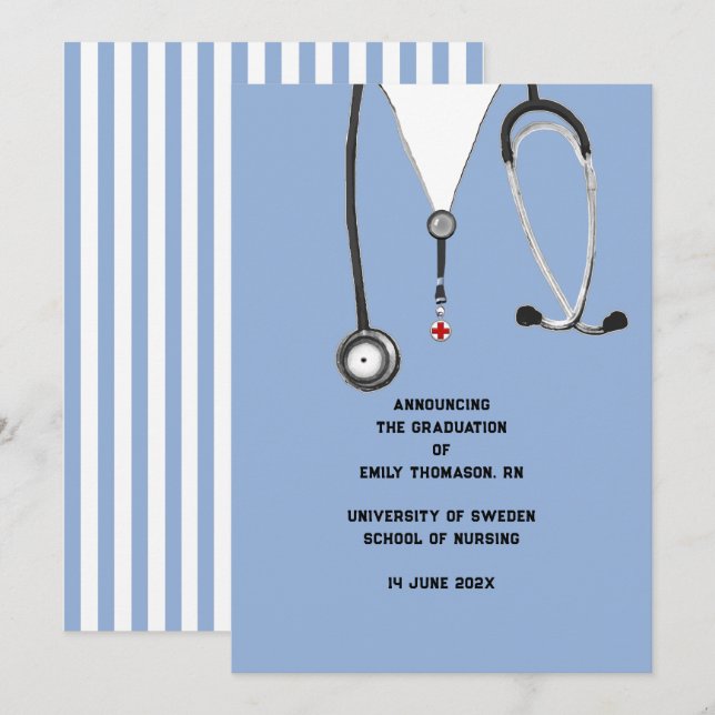 Nursing School Graduation Announcement (Front/Back)