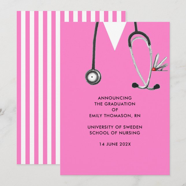Nursing School Graduation Announcement (Front/Back)