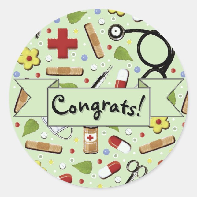 Nursing School Graduation Congrats Classic Round S Sticker (Front)