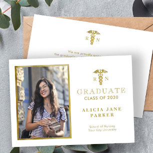 Nursing school graduation gold elegant photo announcement