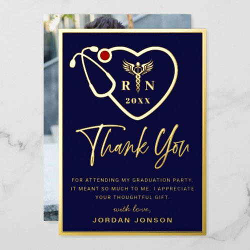 Nursing School Graduation Gold Foil Thank You Card