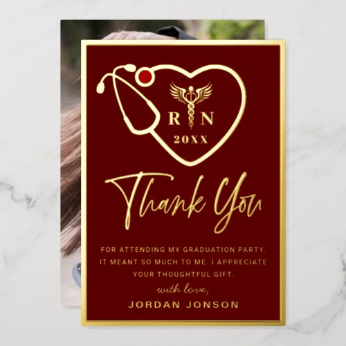 Nursing School Graduation Gold Foil Thank You Card