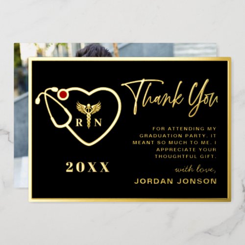 Nursing School Graduation Gold Foil Thank You Card