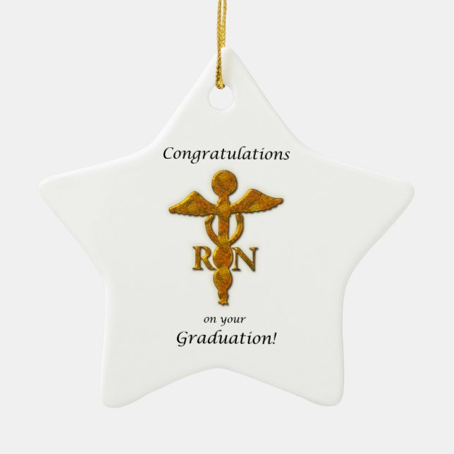 Nursing School Graduation Graduation Antique Gold Ceramic Ornament (Front)