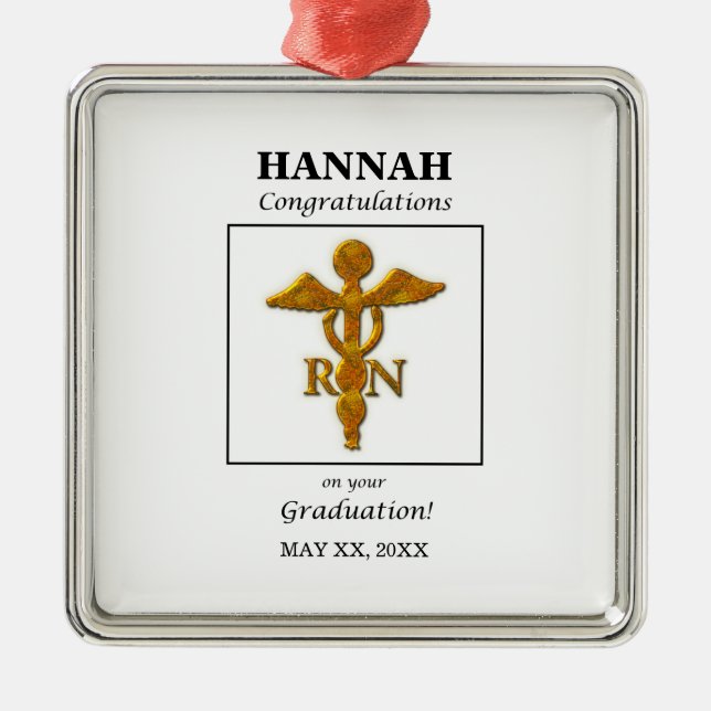 Nursing School Graduation Graduation Antique Gold Metal Ornament (Front)