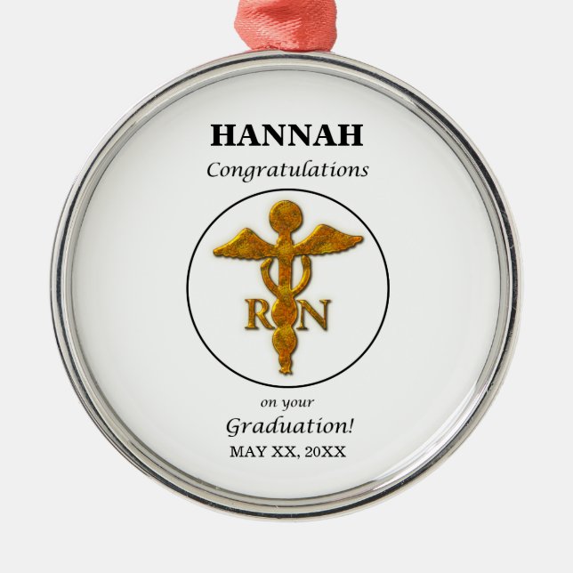 Nursing School Graduation Graduation Antique Gold Metal Ornament (Front)