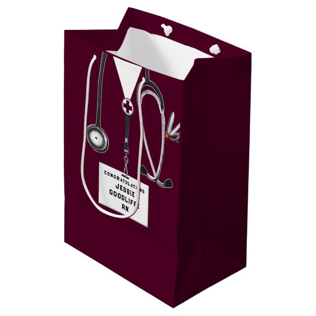 Nursing School Graduation Medium Gift Bag (Front Angled)