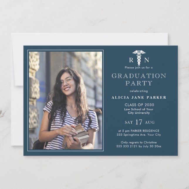 Nursing school graduation modern photo invitation (Front)