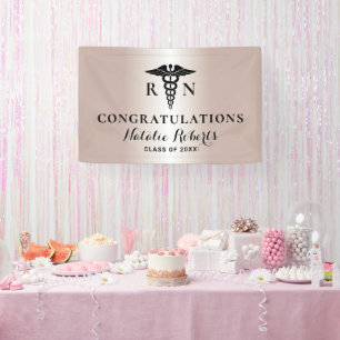 Nursing School Graduation Modern Rose Gold  Banner