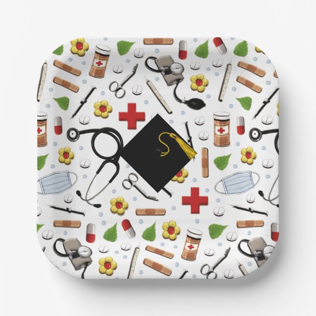 Nursing School Graduation Paper Plates (Front)