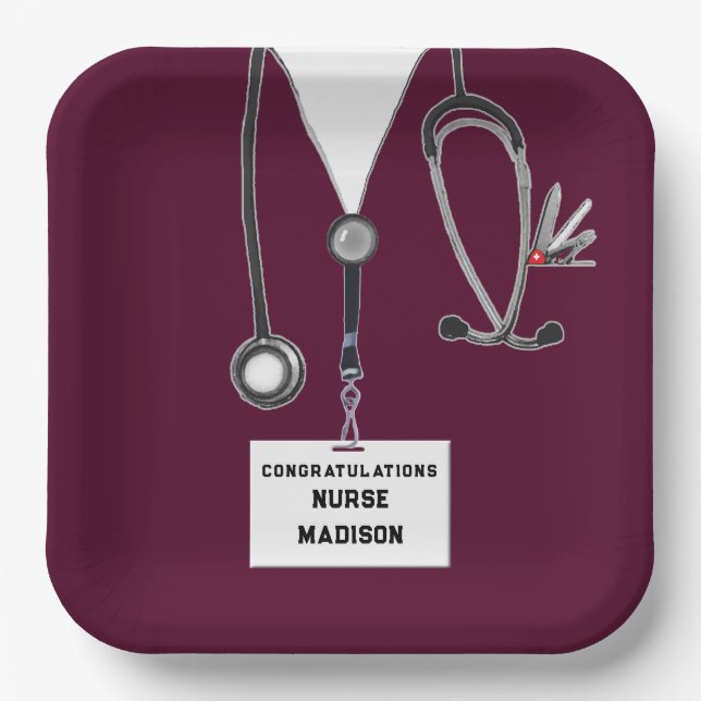 Nursing School Graduation Paper Plates (Front)