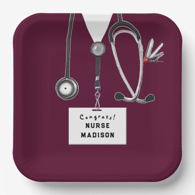 Nursing School Graduation Paper Plates (Front)