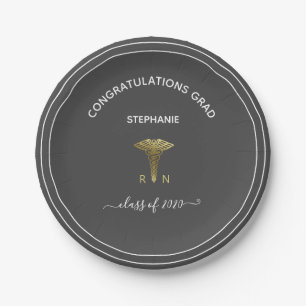 Nursing School Graduation Party  Dark Gray Paper Plates