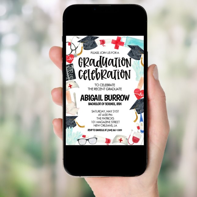 Nursing School Graduation Party Invitation (Front Digital)