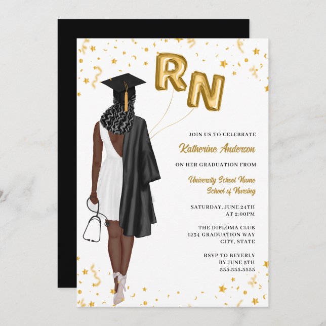 Nursing School Graduation Party Invitation (Front/Back)