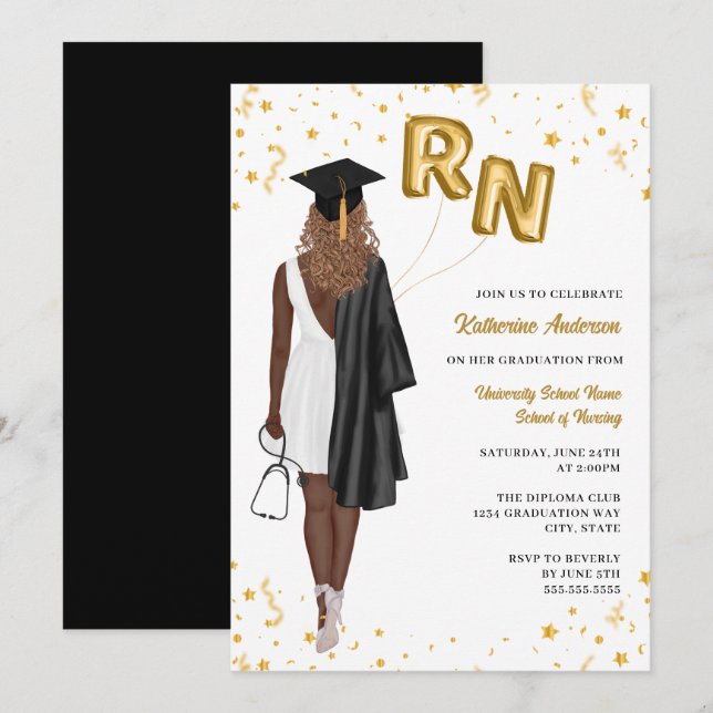Nursing School Graduation Party Invitation (Front/Back)