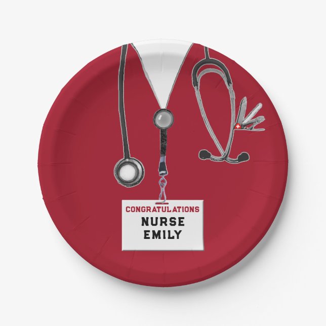 Nursing School Graduation Party Paper Plates (Front)